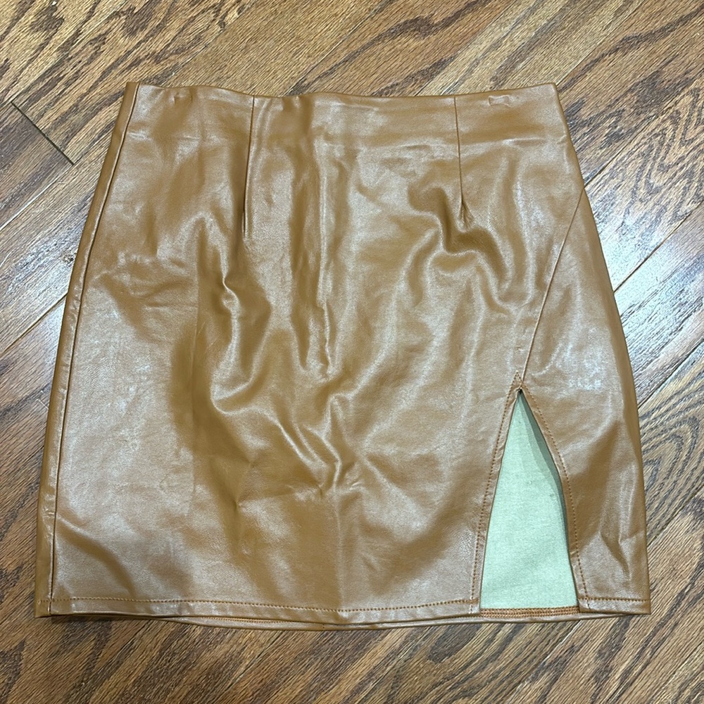 Lulus Camel vegan leather Skirt